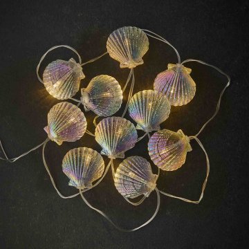 Lichterkette Muschel, klar, 10er
