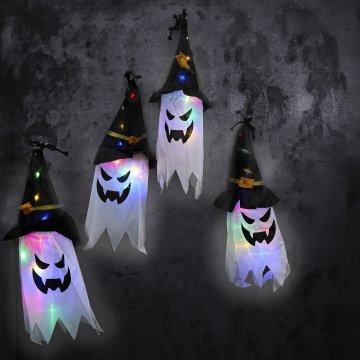 Lichterkette Geister, bunt, 4er