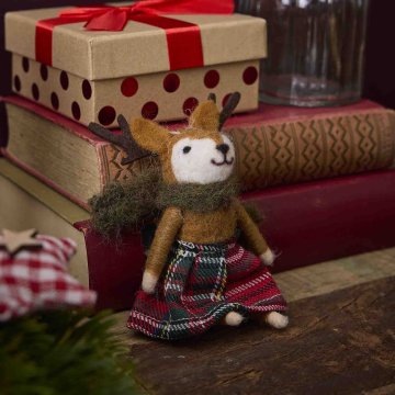 Anhänger Weihnachtstier, Rentier/Rock, 14 cm