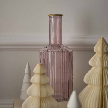 Flaschenvase Goldrand, altrosa, 21 cm
