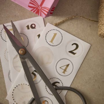 Adventskalender-Set, Tüten/Sticker, Schleife/rosa