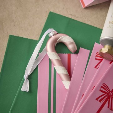 bAnhänger Zuckerstange, rosa/matt, 12 cm