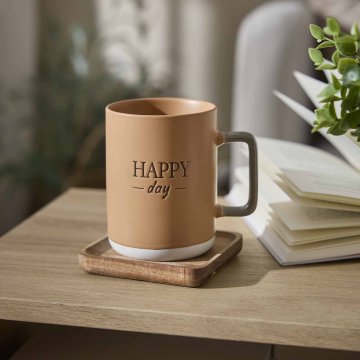Becher mit Spruch, orange/konisch, 400 ml