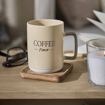 Becher mit Spruch, creme/konisch, 400 ml