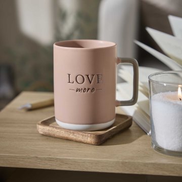 Becher mit Spruch, rosa/konisch, 400 ml