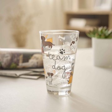 Trinkglas mit Tiermotiv, Team Dog, 310 ml