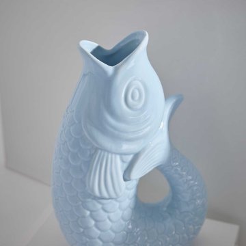 Vase Fisch, hellblau, 25 cm