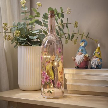 LED-Flasche Vogelgesang, pink, 32 cm
