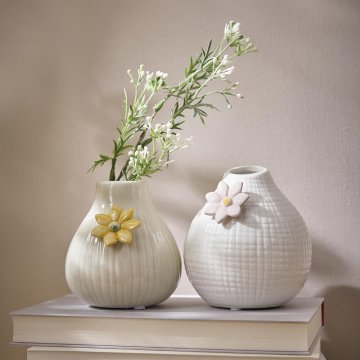 Vase Blüte, mint/gelb, 9 cm