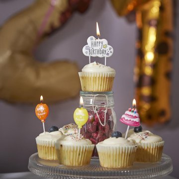 Tortenkerze Geburtstag, Ballons/Torten