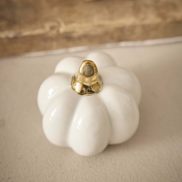 Deko-Kürbis Glanz, modern, weiß/gold, 7 cm