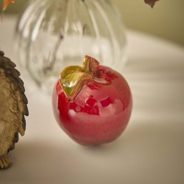 Deko-Apfel mit Blatt, rot, 5 cm