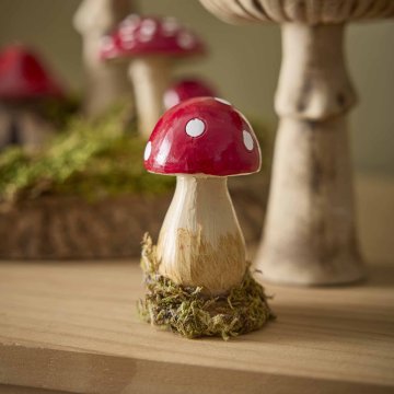 Pilz-Dekoration mit Moos, rund, 7 cm