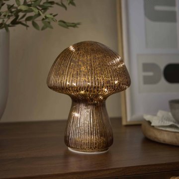 LED-Pilz Rille, dunkelbraun, 21 cm