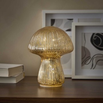 LED-Pilz Rille, beige, 21 cm