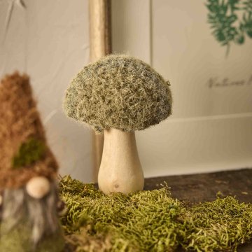 Deko-Pilz Filz, rund/grün, 8.5 x 11 cm