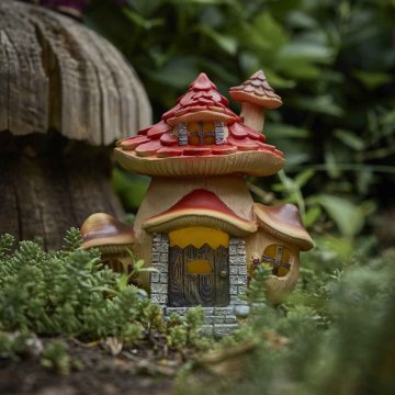 LED-Haus Herbst, Pilz/Blatt, 21 cm