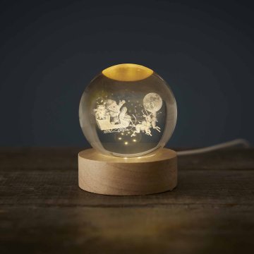 LED-Kugel Winter-Motiv, Santa/Rentier, 6 x 7 cm