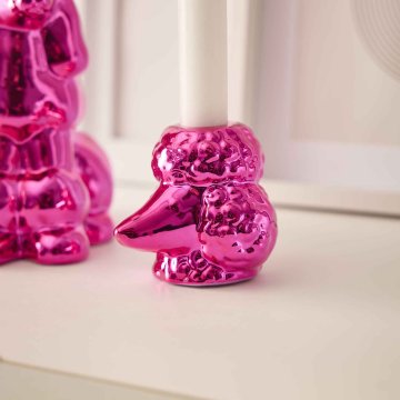 Stabkerzenhalter Pudel, pink, 7 cm
