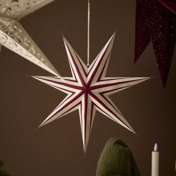 Papierstern, 60 cm, weiß/rot, Glitter
