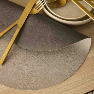 Platzset Doppelseitig, rund/dunkelgrau/hellgrau, 38 cm
