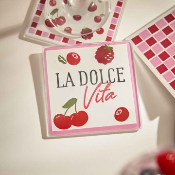 Untersetzer Frucht, eckig/La dolce vita/pink, 10 cm