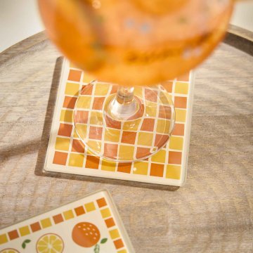 Untersetzer Frucht, eckig/Kacheln/orange, 10 cm