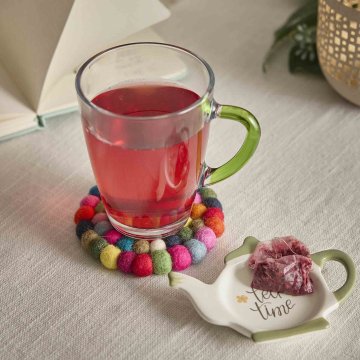 Teeglas mit Farbhenkel, grün, 350 ml
