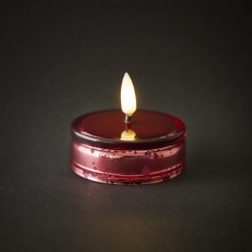 LED-Teelicht, rot/transparent, 7 x 5 cm
