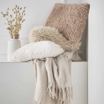Decke Fransen, beige, 130 x 170 cm