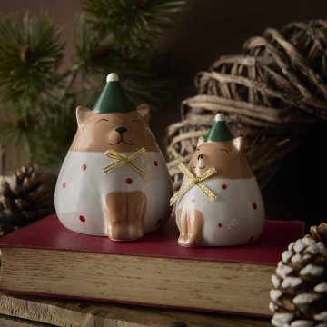 Weihnachtskatze, grau, 8 cm
