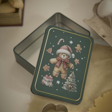 Keksdose Retro, Teddy/eckig, 13.4 x 9.5 x 3.7 cm
