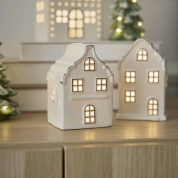 LED-Haus mit Goldrand, spitz, 10 cm
