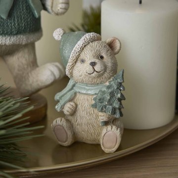 Weihnachtsteddy, sitzend/grün, 10 cm