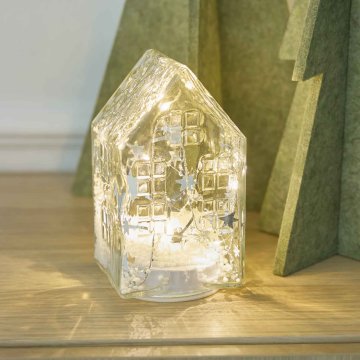LED-Glashaus, Sterne, 16 cm