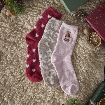 Kuschelsocken Cosy, Herzen/bordeaux, Gr. 35-42