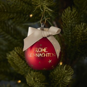 LED-Glaskugel, Frohe Weihnachten, 6 cm