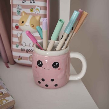 Becher Bubble Tea, rosa, 370 ml