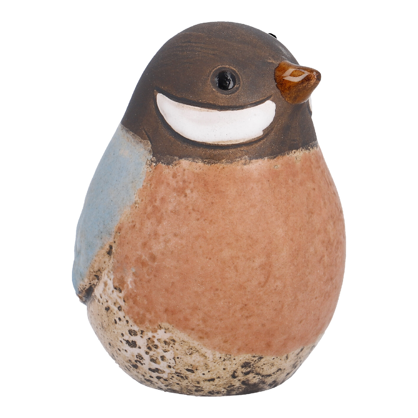 Vogel Antik, blau/rund/bauchig, 7 cm