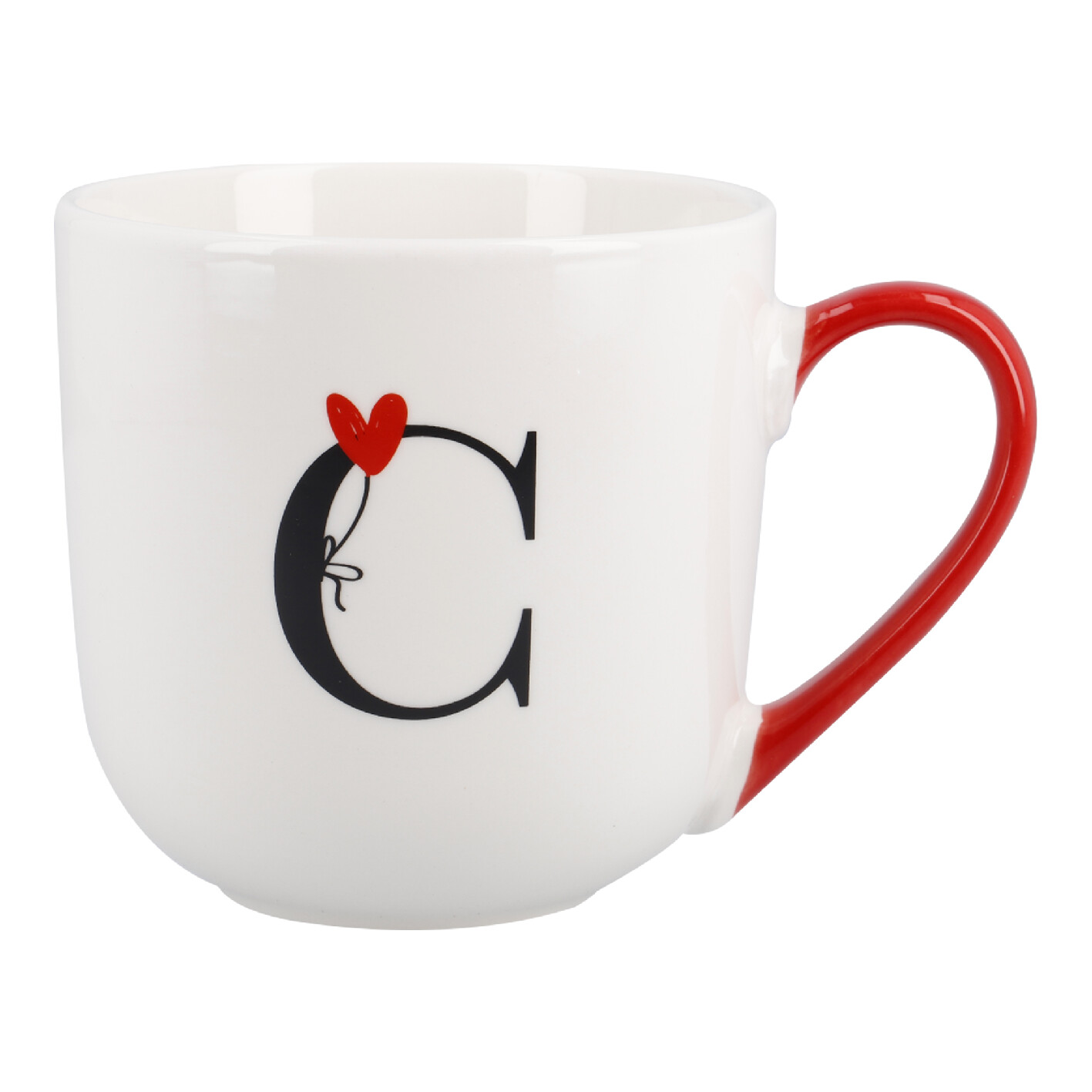 Becher Buchstabe/Ballon, C/roter Henkel, 450 ml