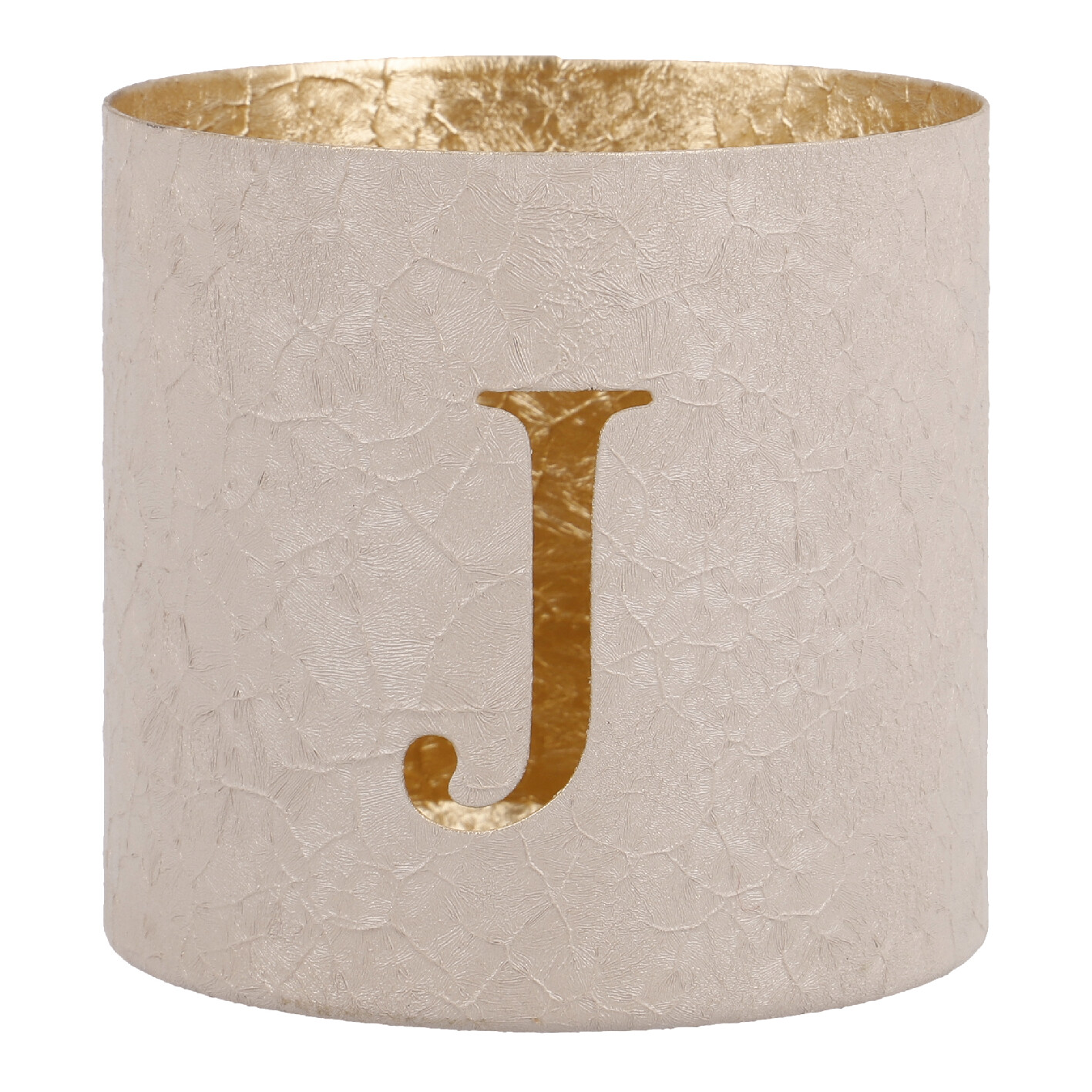 Teelichthalter Buchstabe, J/beige, 7.8 x 7.5 cm