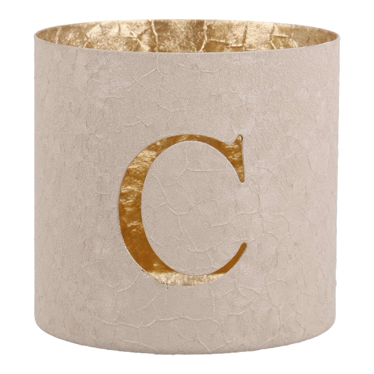 Teelichthalter Buchstabe, C/beige, 7.8 x 7.5 cm