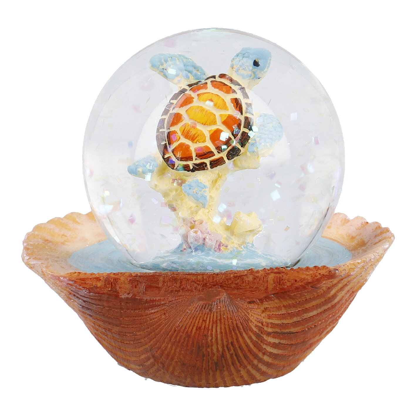Schneekugel Muschel, Schildkröte/braun, 6 cm