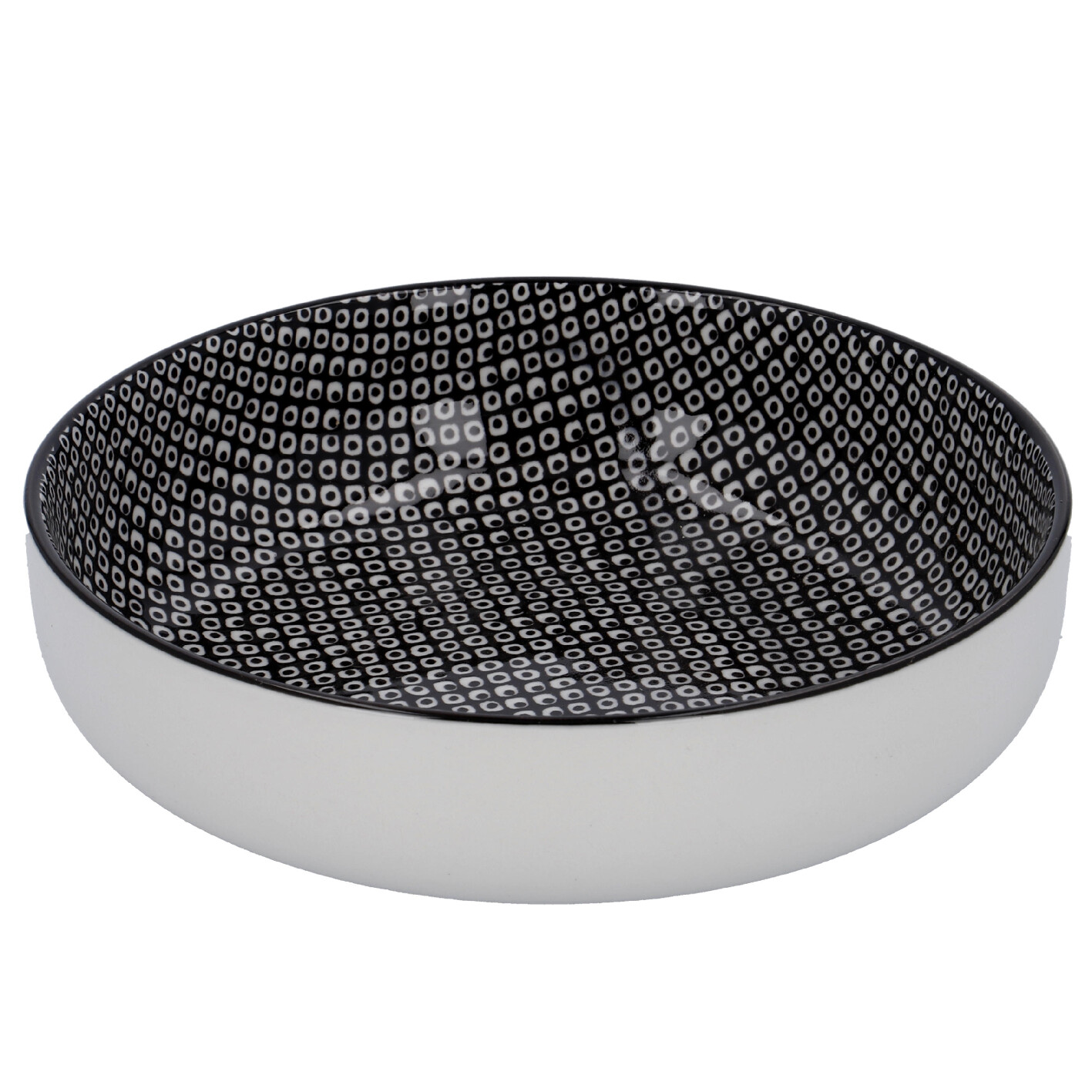 Schale China mit Rand, Perlen, schw/wss, 17 cm