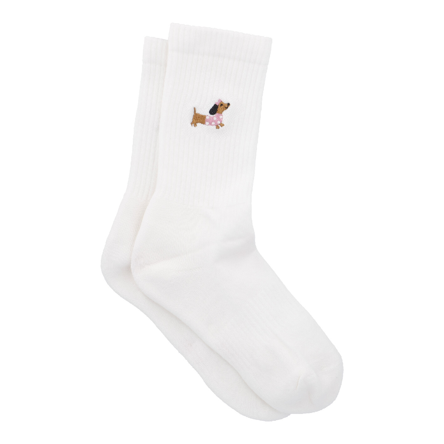 Socken Stick-Motiv, Dackel/rosa, Größe 35-42
