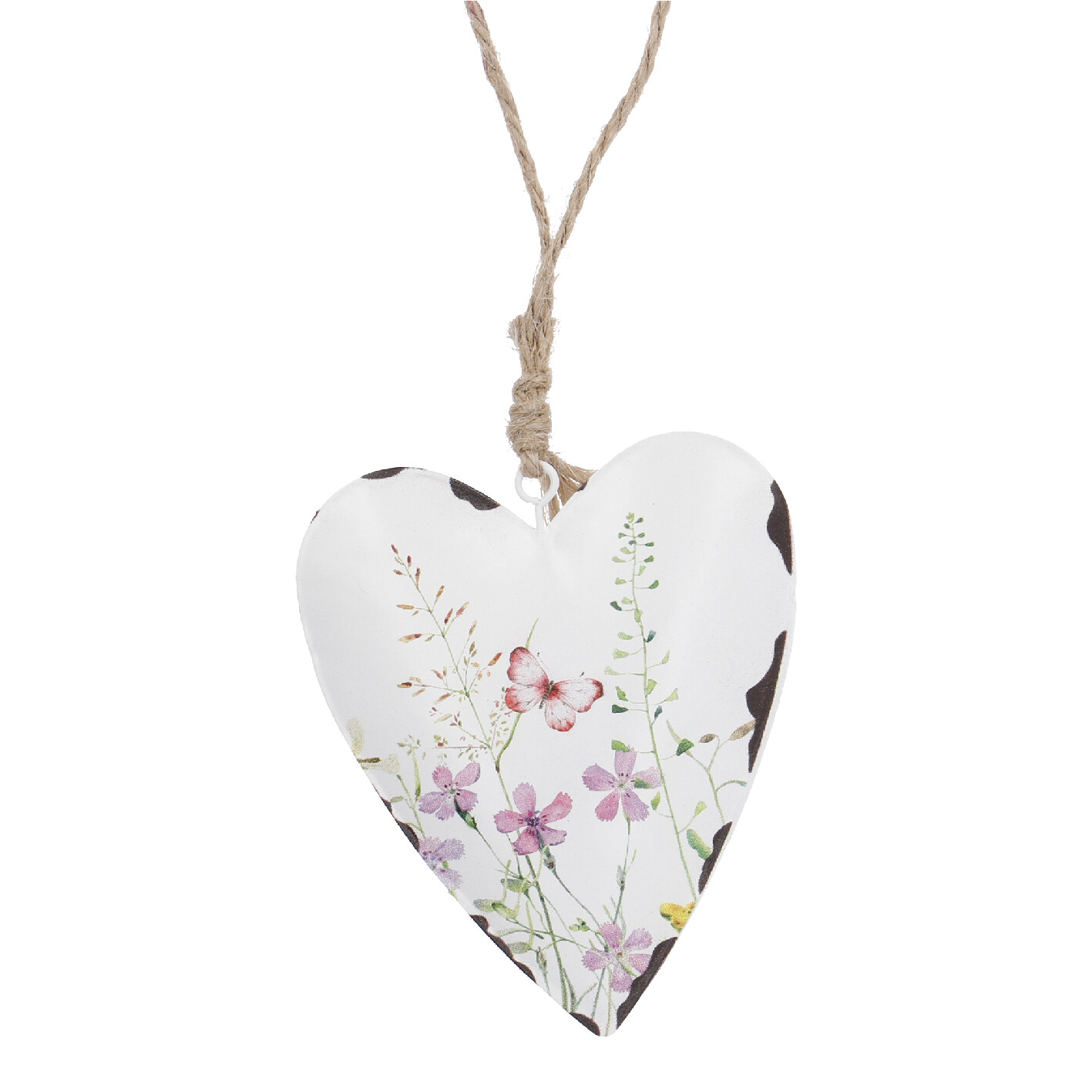 Anhänger Herz/Wiese, bunt/rosa, 9.5 x 11.5 cm