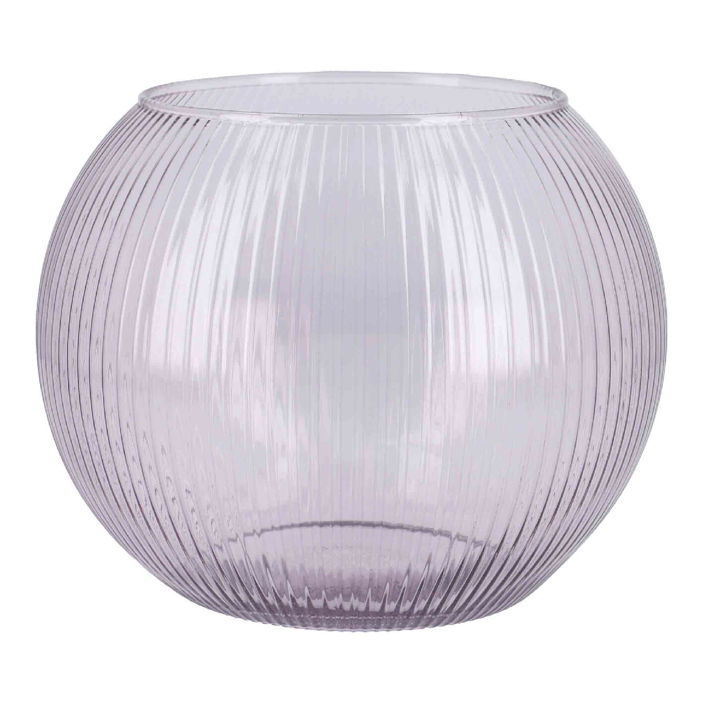 Glas-Kugelvase Rillen, pink-transparent, Höhe 15.5 cm