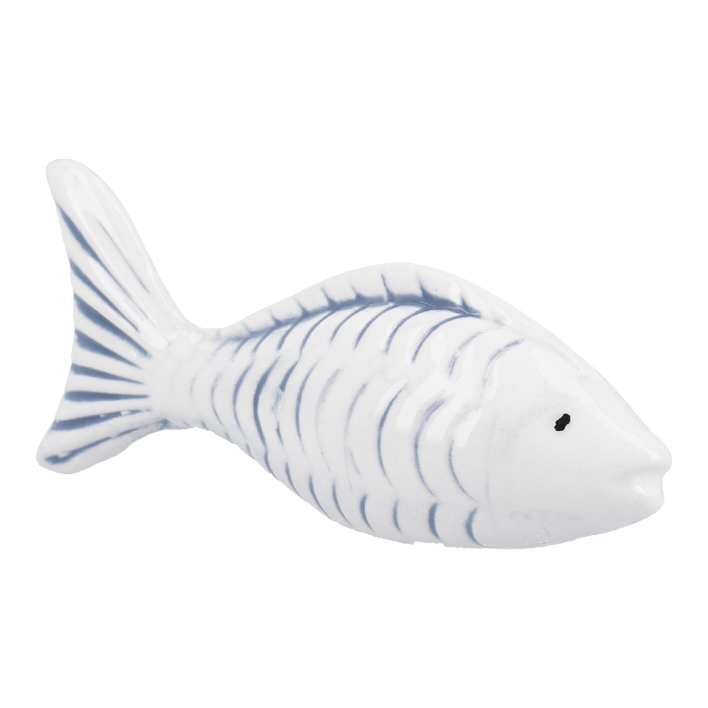 Deko-Fisch, geriffelt/weiß, 11.5 x 5 cm
