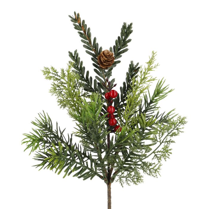 Tannenzweig Beeren, Tanne/Eibe, 34 cm