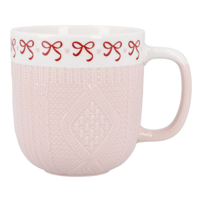 Kaffeebecher Strick-Motiv, Schleife, 345 ml